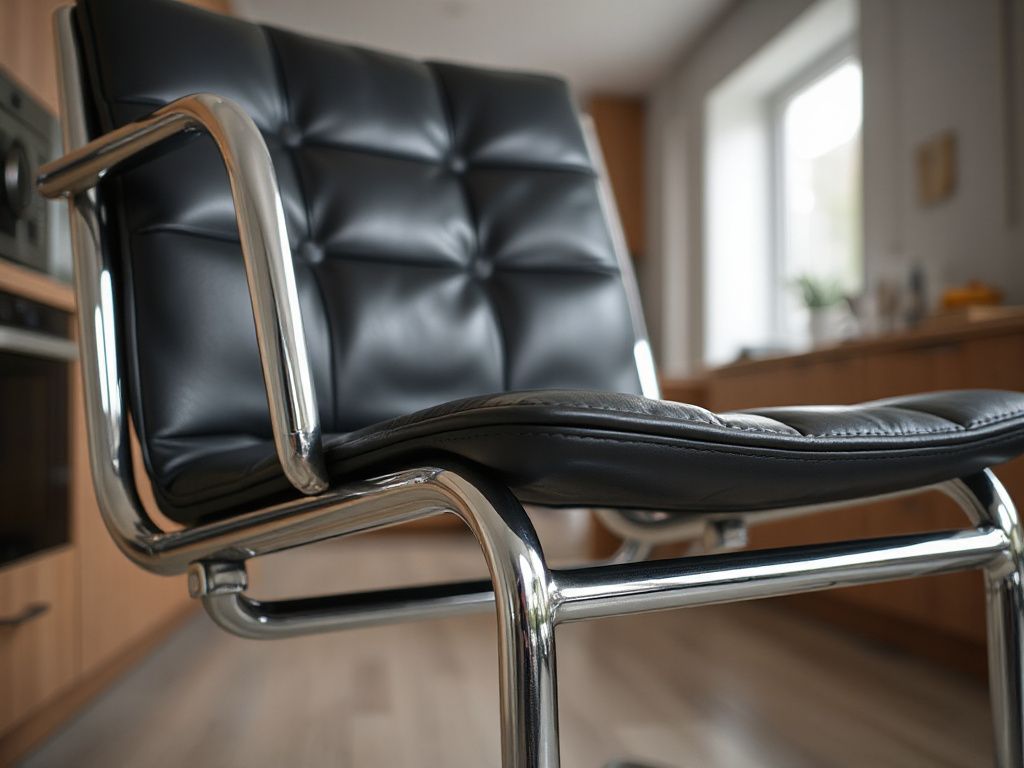 black leather and chrome chair - step by step