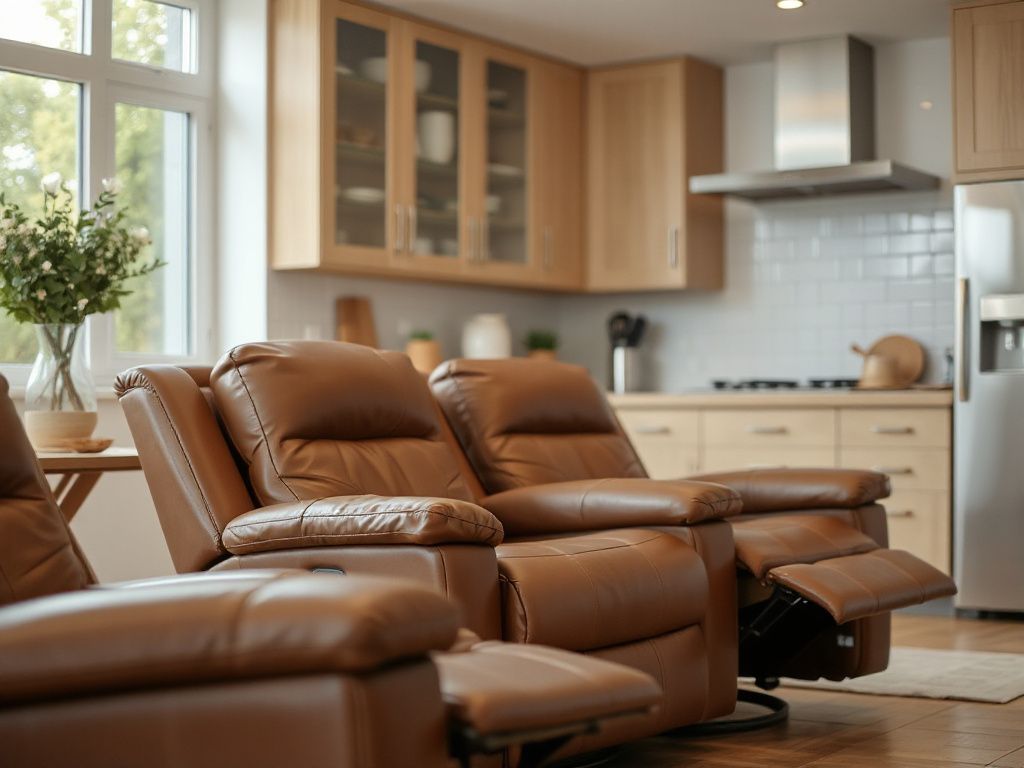 brown leather recliners - detailed view