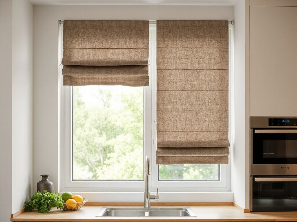 gray roman shades - detailed view