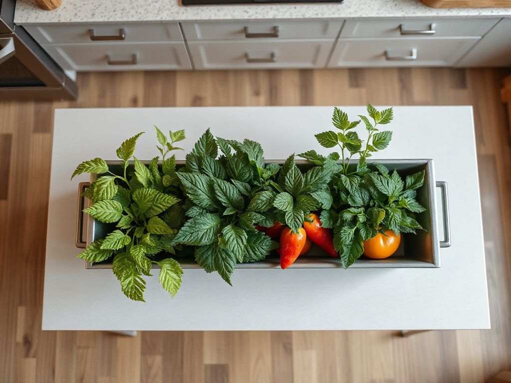 metal trough planter - detailed view
