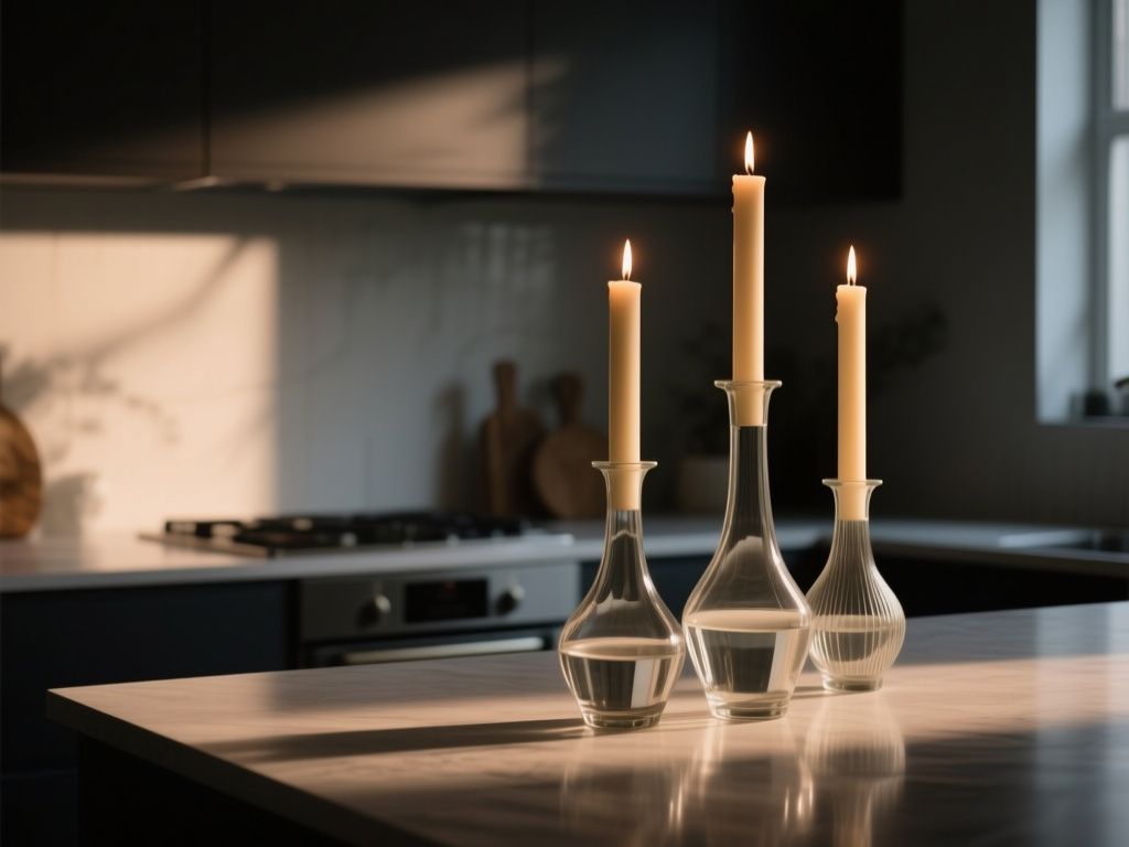 pillar candles for hurricane vases - detailed view
