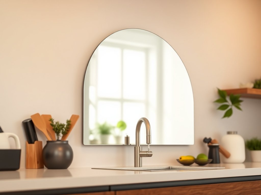 arched led mirror - detailed view