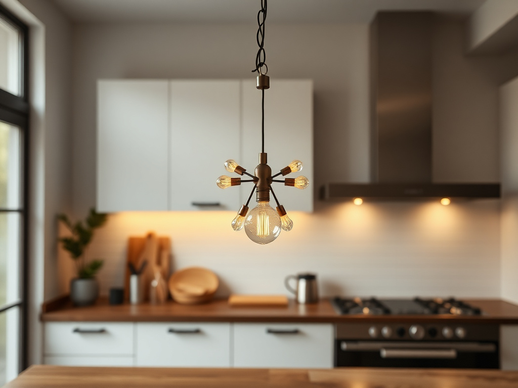 mid modern chandelier - detailed view