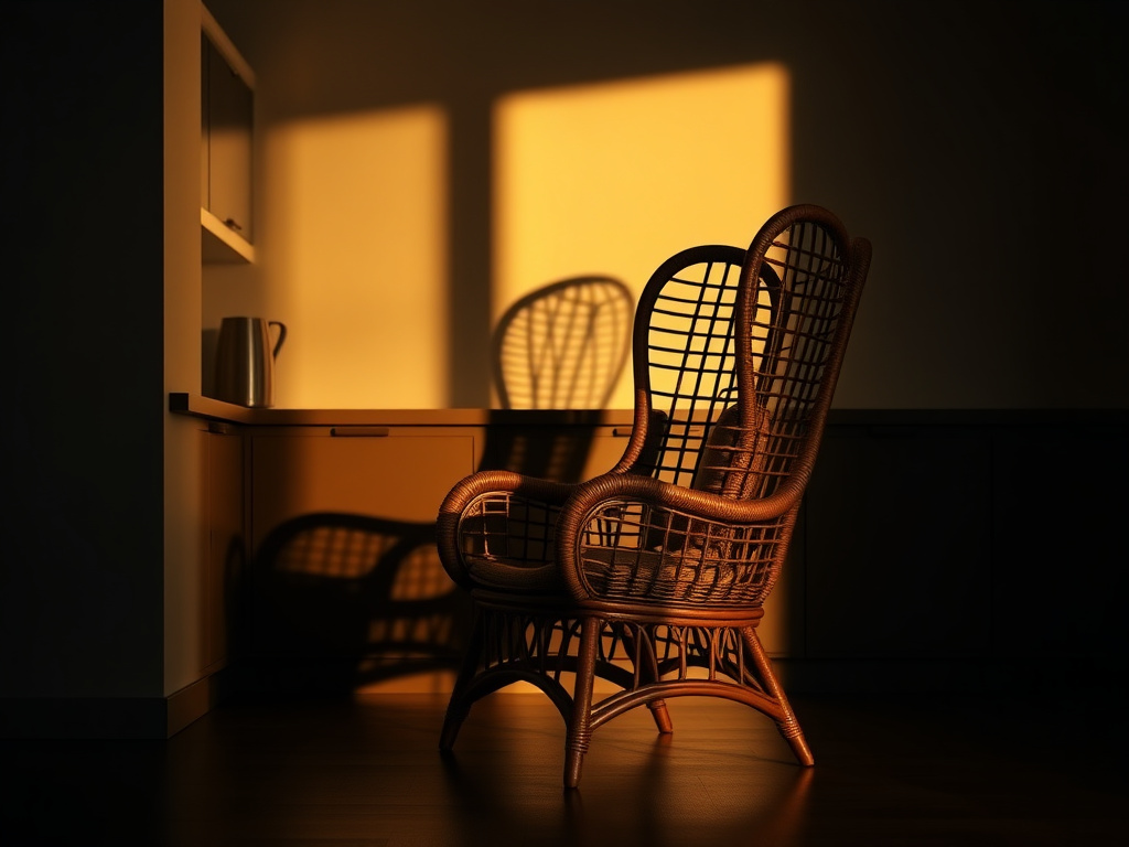 rattan wingback armchair - detailed view
