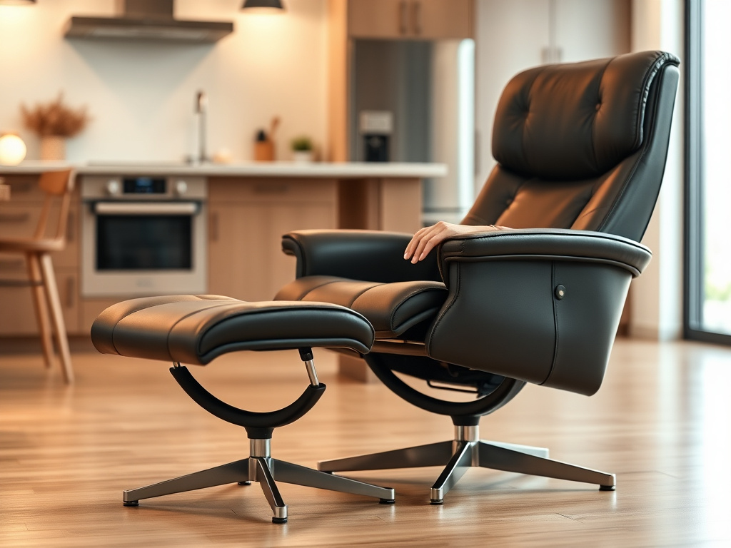 reclining swivel chair with ottoman - detailed view