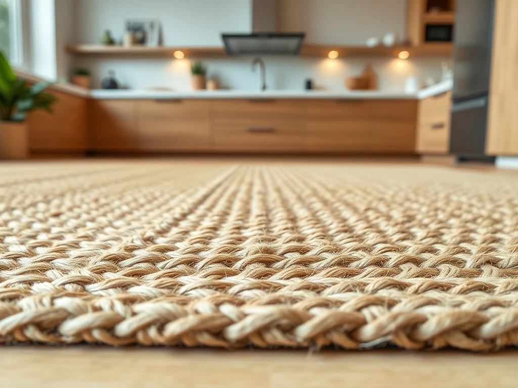rectangular jute rug - detailed view