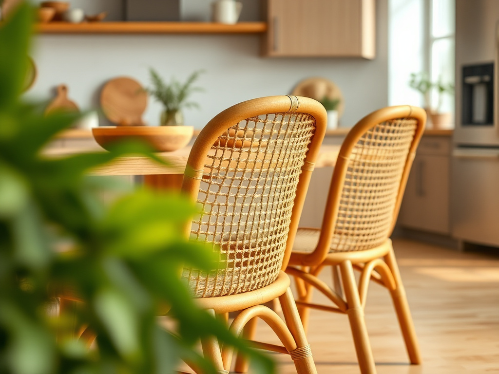 teak rattan dining chairs - detailed view
