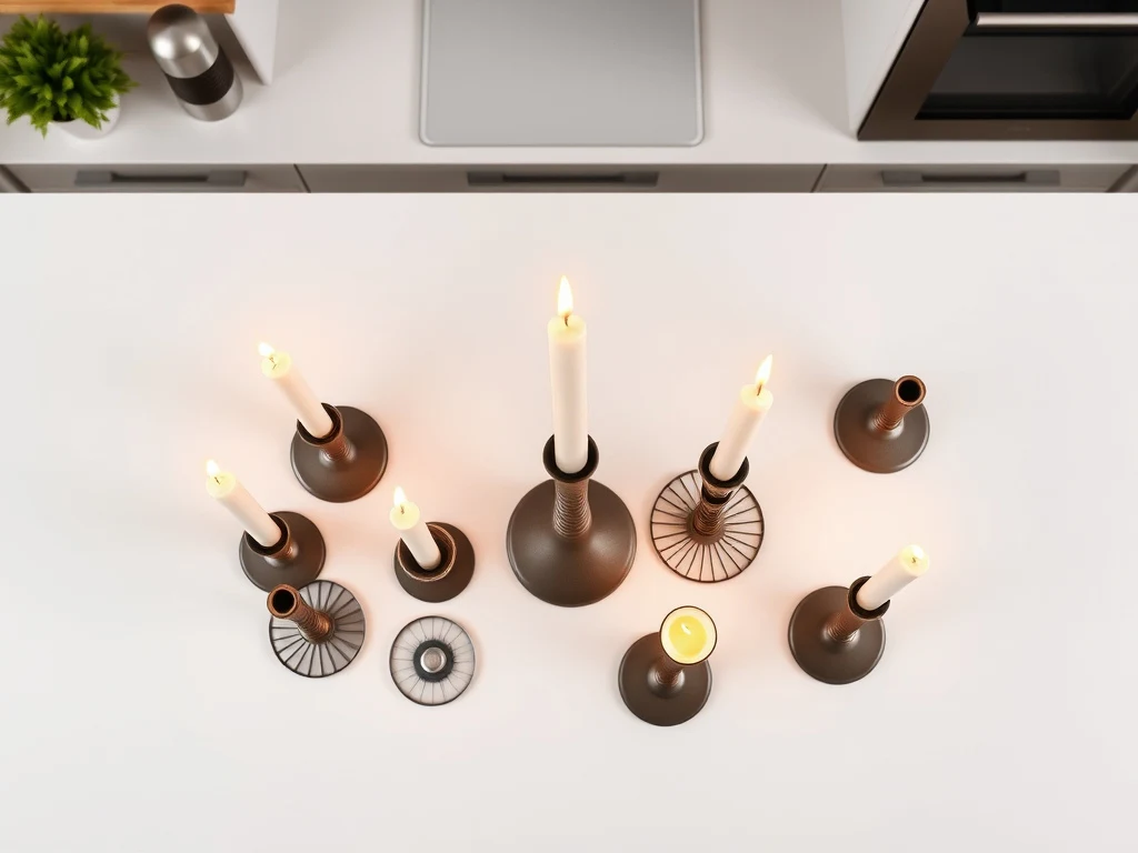 vintage taper candle holders - detailed view