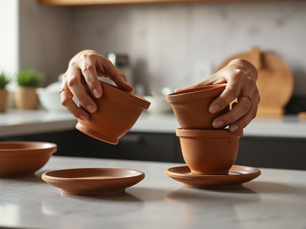 terracotta pots with saucers - step by step