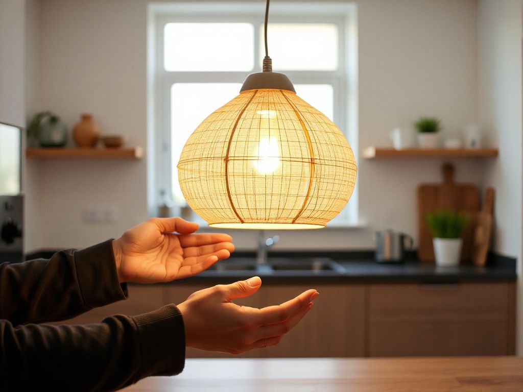 textile pendant light - detailed view